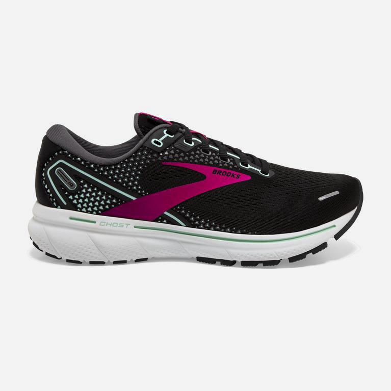 Brooks Ghost 14 Cushioned - Zapatillas Running Asfalto Mujer - Negras / Rosas / Turquesa (QV8971650)